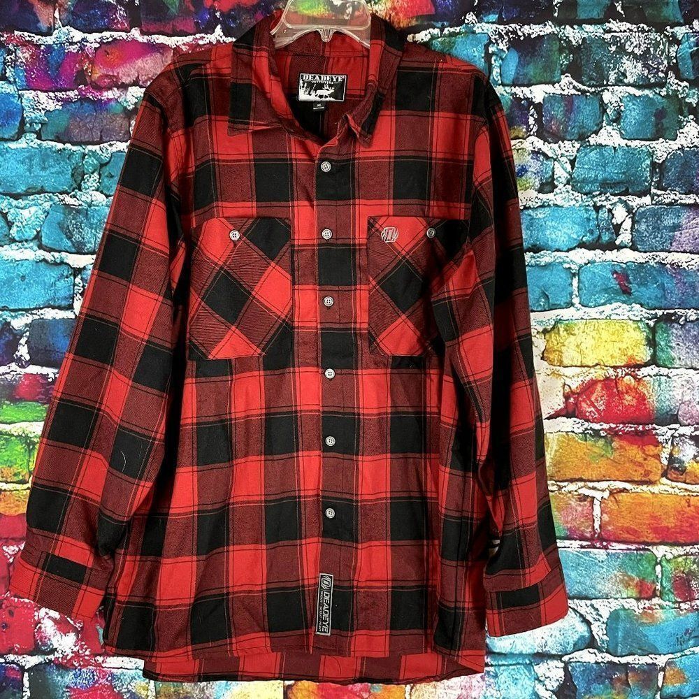 Deadeye Outfitters Long Sleeve Plaid Button Down Shirt Size XL